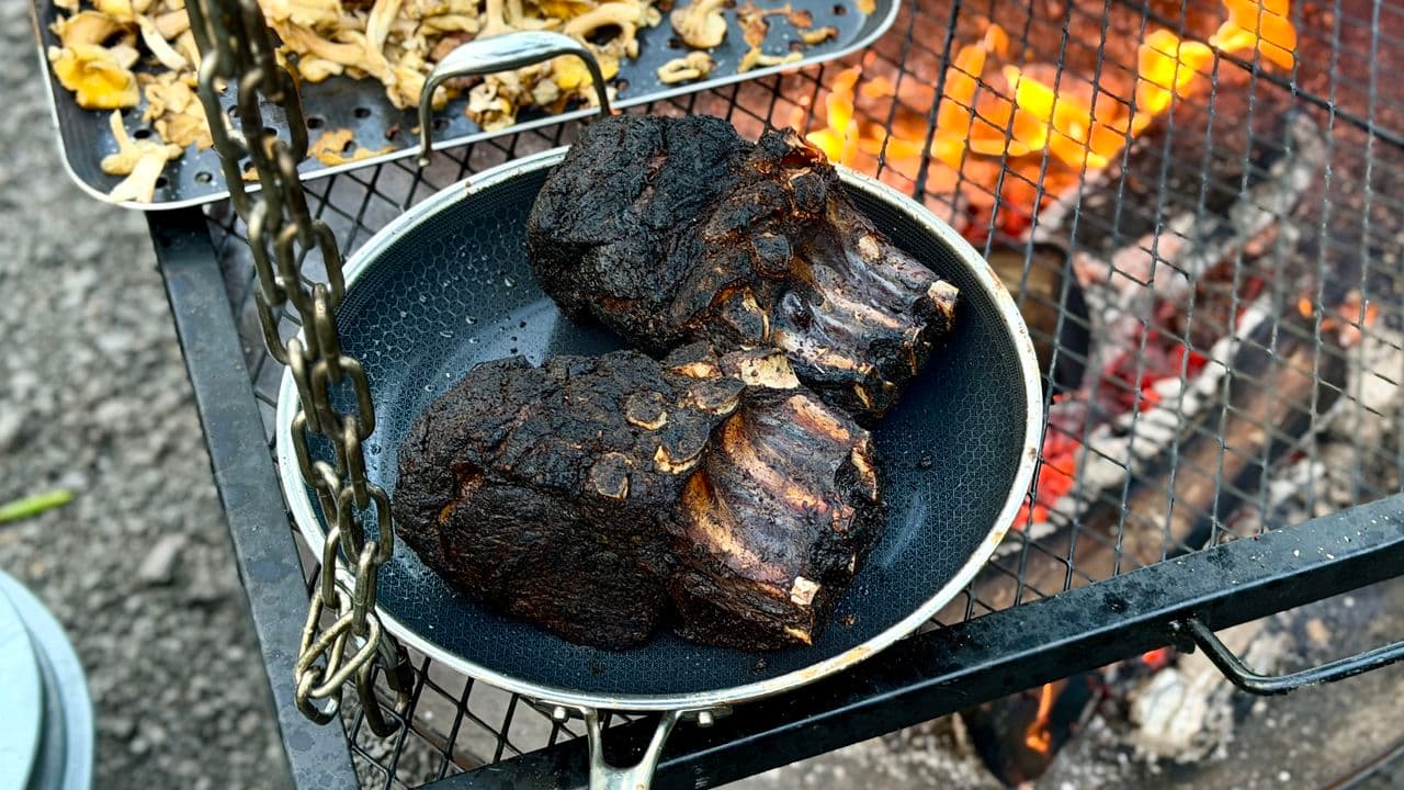 I cooked every meal over an open fire for 2 days with Hexclad pans — and I might never go back to cast iron