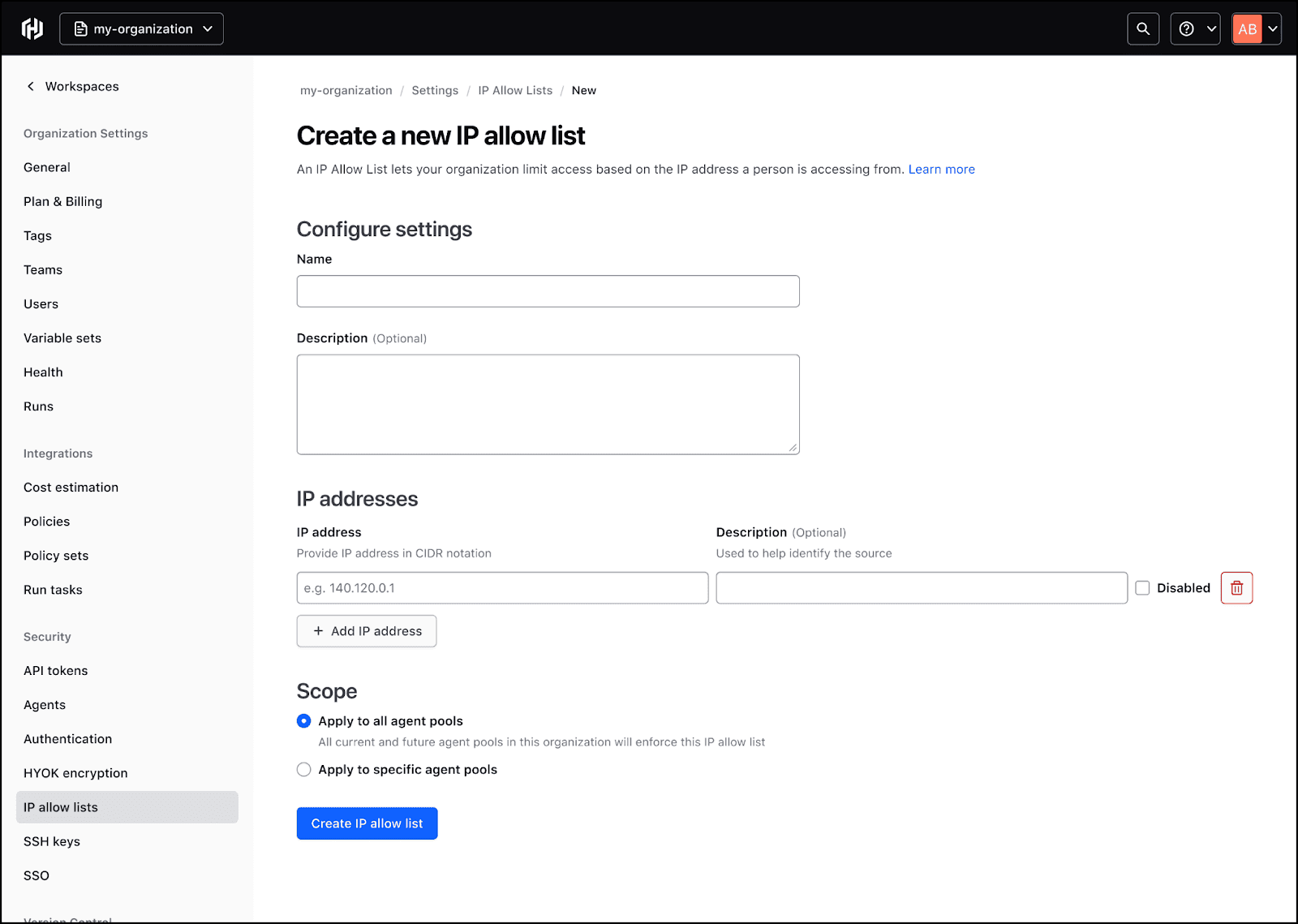 HCP Terraform adds IP allow lists
