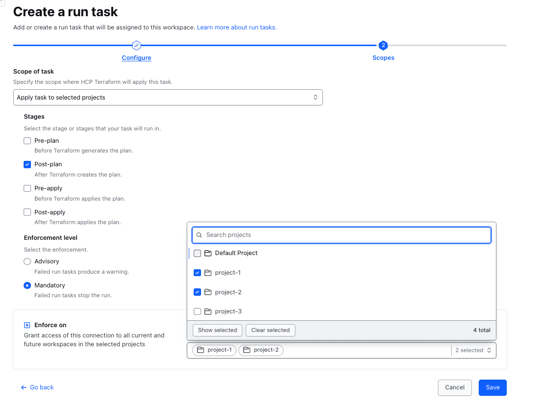 HCP Terraform adds project-level run tasks