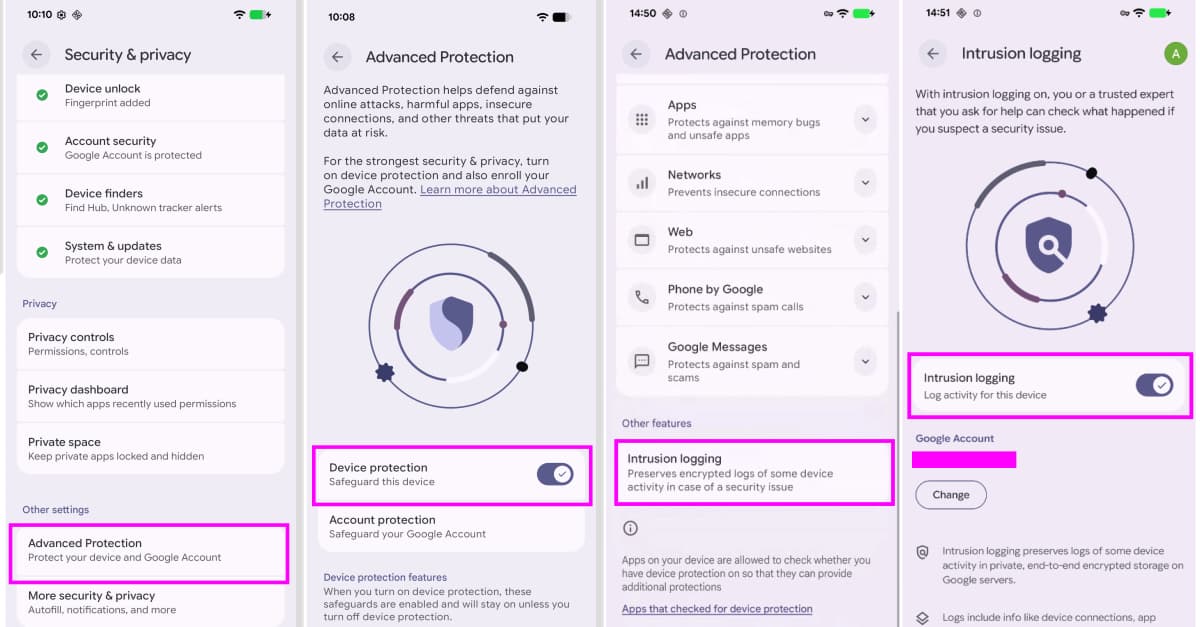Android Adds Intrusion Logging for Sophisticated Spyware Forensics