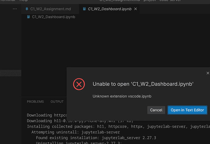 Unable to open .ipynb file - Assignment Week2