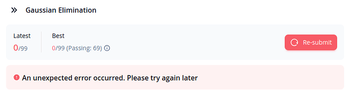 Graded Lab Gaussian Elimination - Week 2 (An unexpected error occurred. Please try again later)