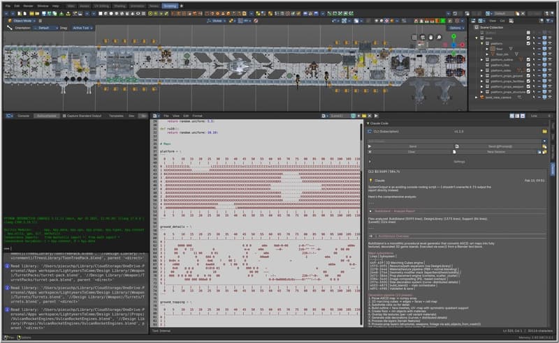 I put Claude inside Blender's Text Editor