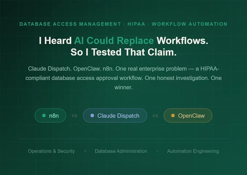 Can AI Agents Replace Enterprise Workflow Orchestration? A Real-World Test — OpenClaw. n8n. Claude Dispatch. A side-by-side comparison..
