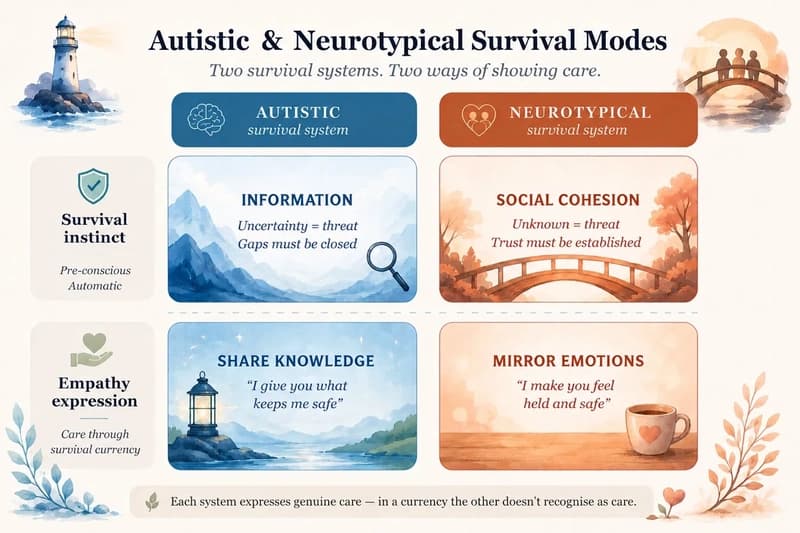 Two survival systems, two empathy modes