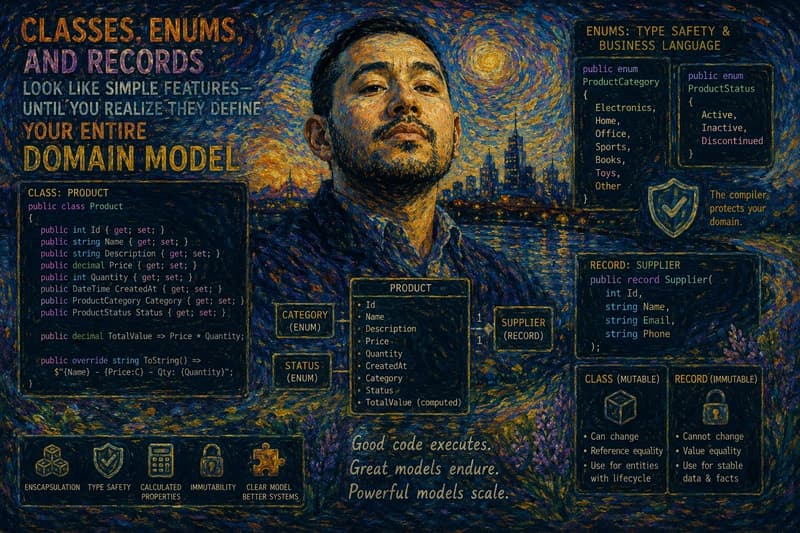 Classes, Enums, and Records Look Like Simple Language Features — Until You Realize They Define Your Entire Domain Model
