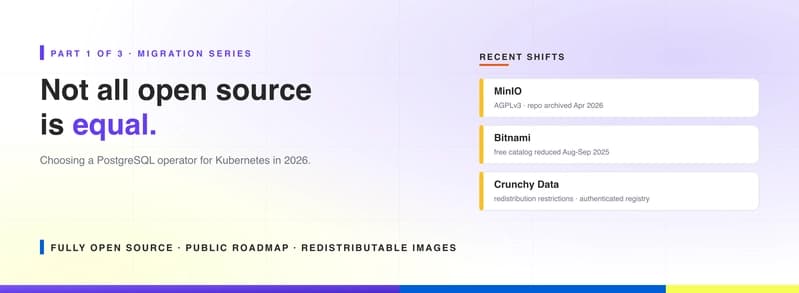 Not All Open Source Is Equal: Choosing a PostgreSQL Operator for Kubernetes in 2026